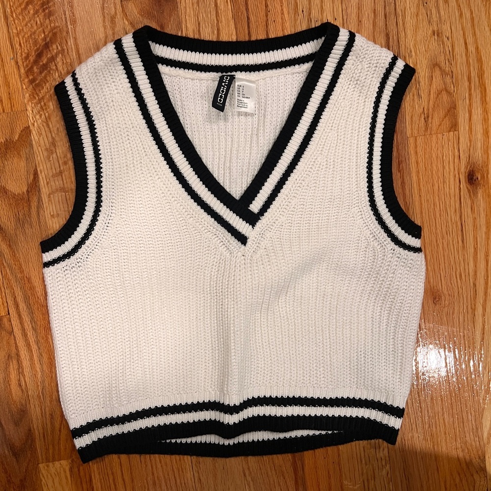 White and Black Sweater Vest